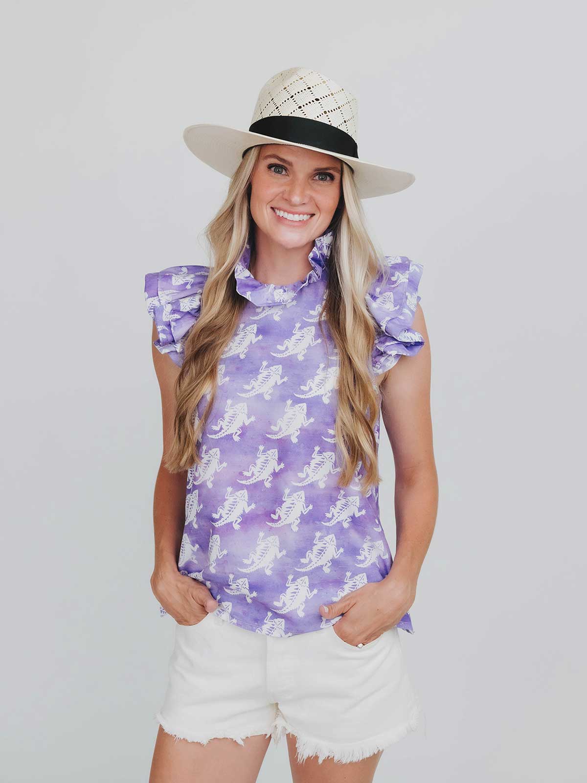 TCU Big Bow Blouse - Purple Frog