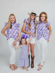 TCU Big Bow Blouse - Purple Frog