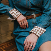 Saddle Tan Houndstooth French Cuffs