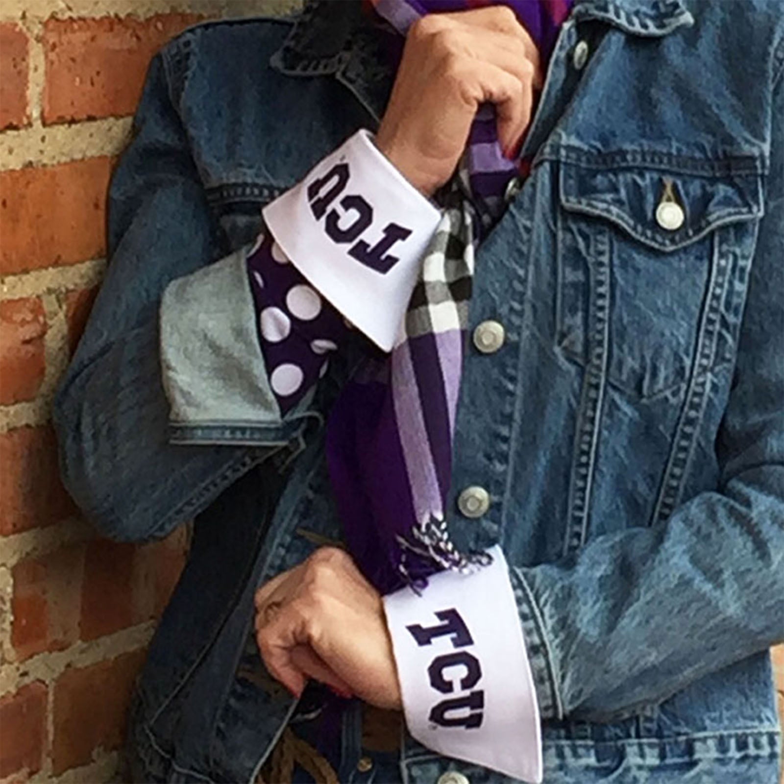 TCU Logo French Cuff Purple Close-up