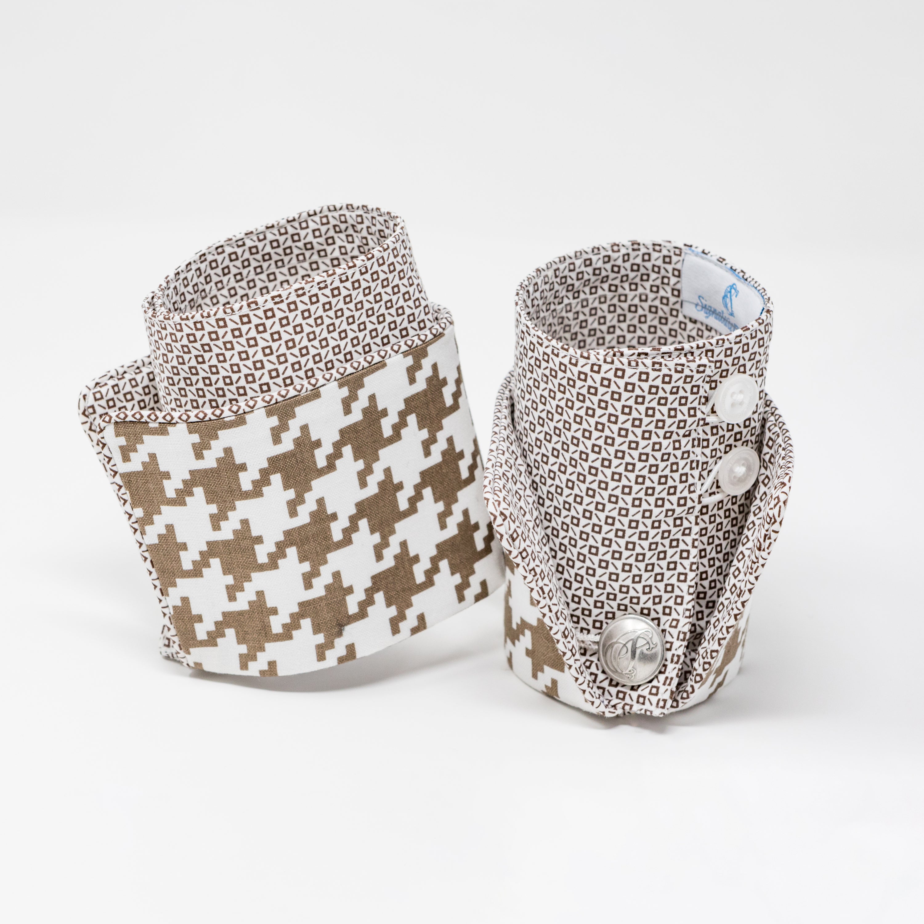 Saddle Tan Houndstooth French Cuffs