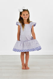 TCU "Go Frogs" Mini Me Grid Sundress with Flutter Sleeves