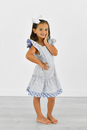 TCU "Go Frogs" Mini Me Grid Sundress with Flutter Sleeves