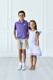 TCU "Go Frogs" Mini Me Grid Sundress with Flutter Sleeves