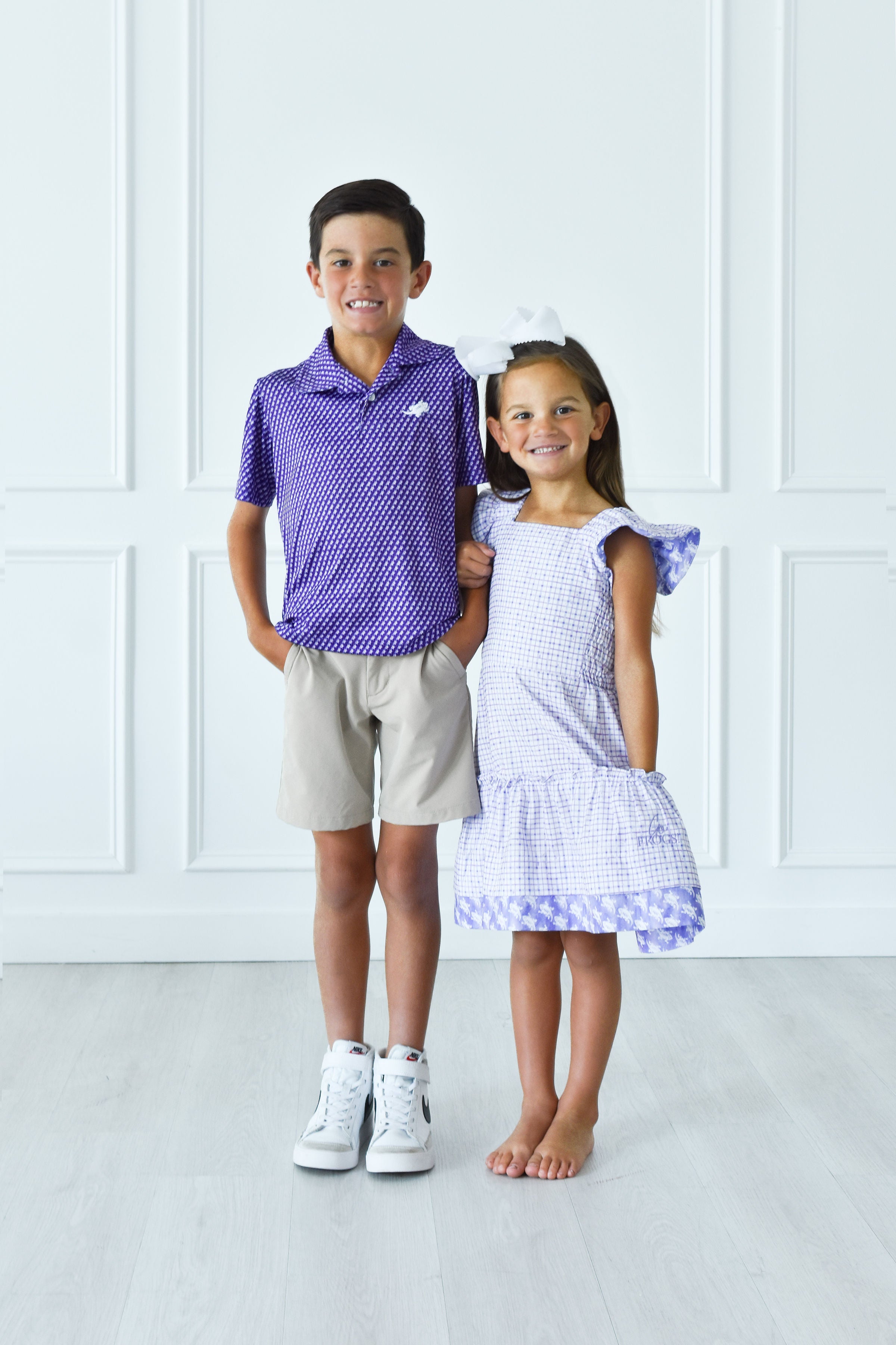 TCU "Go Frogs" Mini Me Grid Sundress with Flutter Sleeves