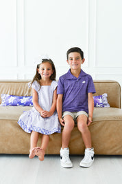 TCU "Go Frogs" Mini Me Grid Sundress with Flutter Sleeves