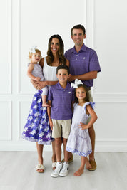 TCU "Go Frogs" Mini Me Grid Sundress with Flutter Sleeves