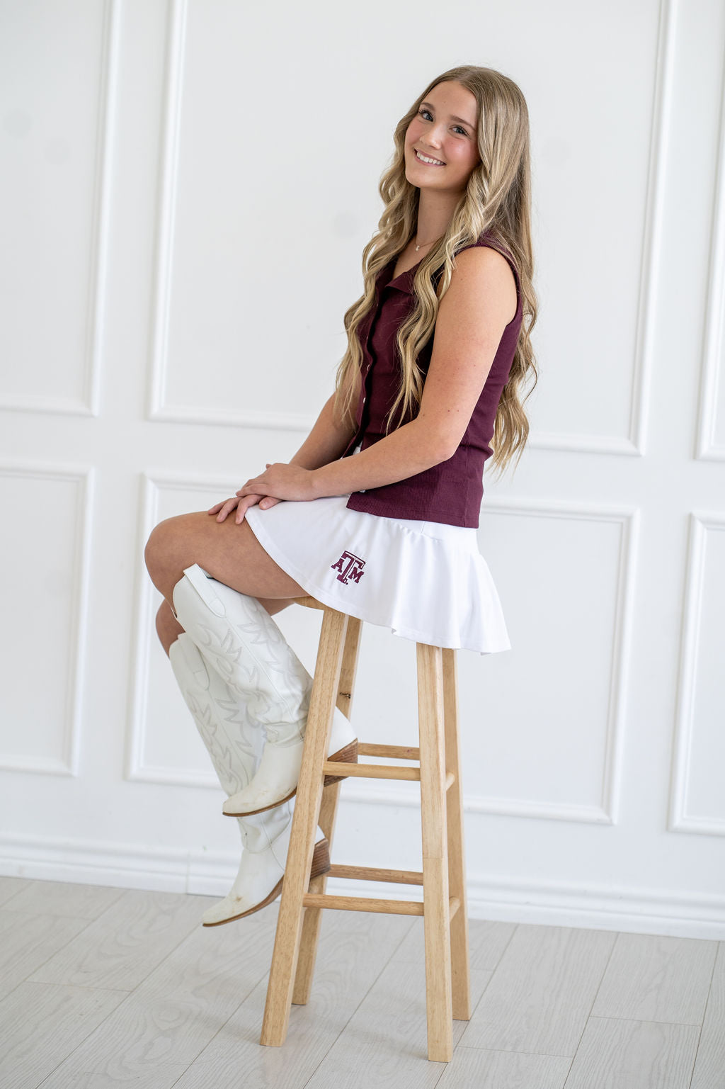 Texas A&M White Sports Skort w/ Monogram