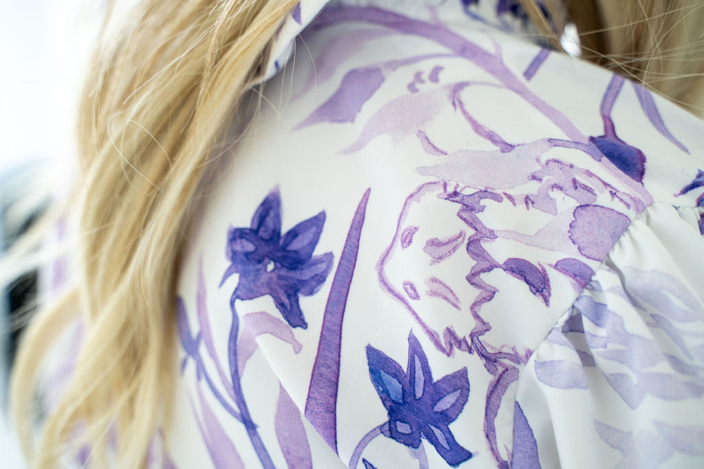 Phantom Frog Silky Blouse with 3/4 Length Sleeves