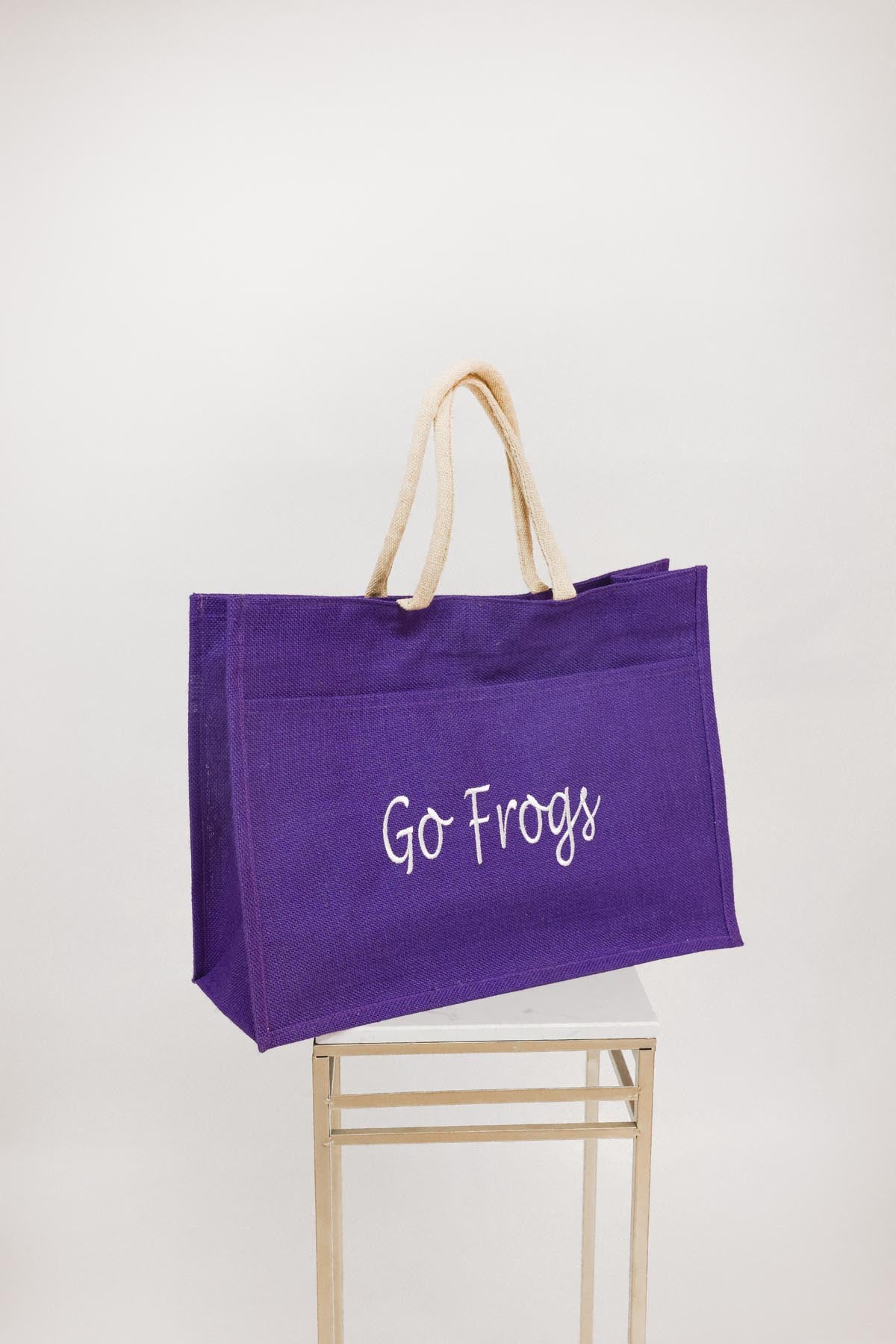 TCU Burlap Tote