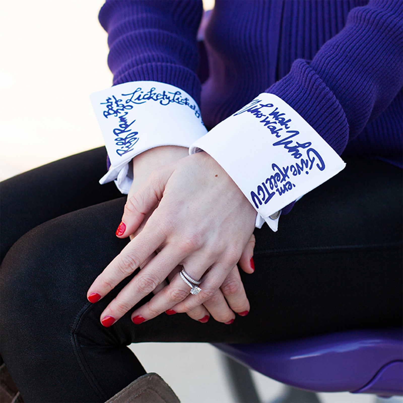 TCU Chant French Cuff White Close-up